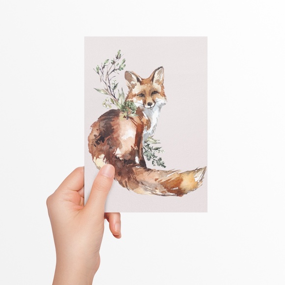 Watercolor Fox Wall Art Print Poster Illustration Unframed - Picture 10 of 10